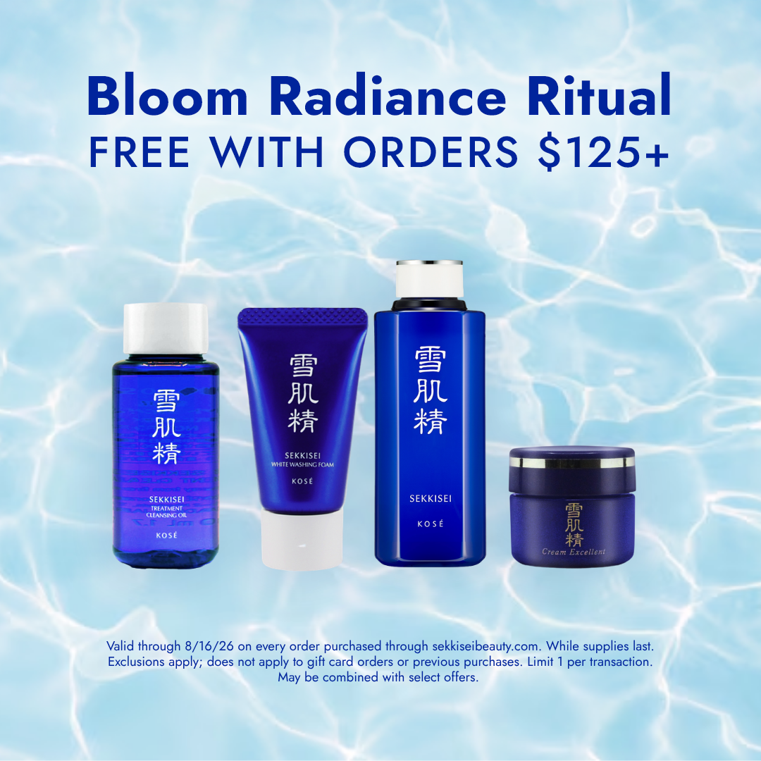 Bloom Radiance Ritual FREE WITH ORDERS $125+ / Valid through 8/16/26 on every order purchased through sekkiseibeauty.com. While supplies last. Exclusions apply; does not apply to gift card orders or previous purchases. Limit 1 per transaction. May be combined with select offers.